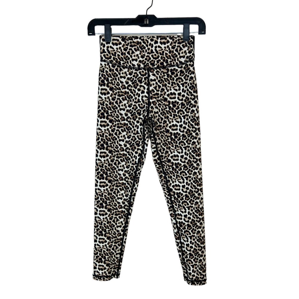 ZYIA Active Brilliant Scrunchy Butt Leggings 4 Hi Rise Brown Leopard Print Women